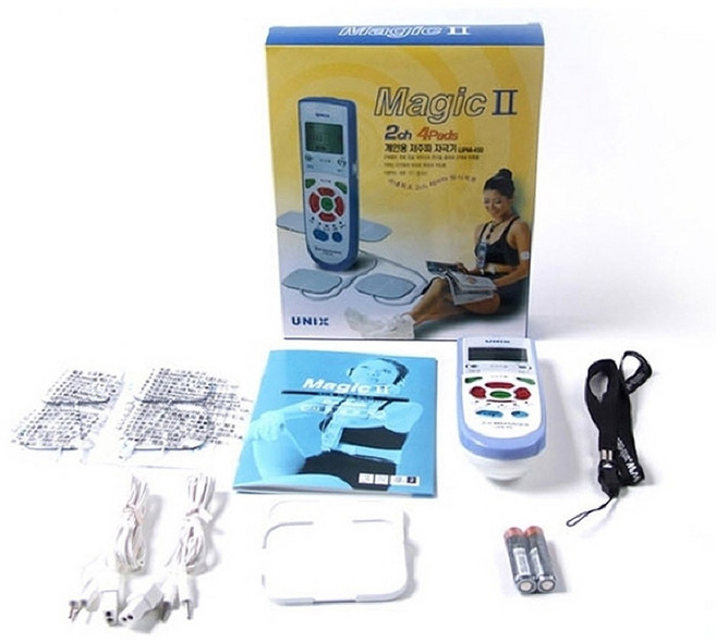 가정용 개인용 저주파자극기 유닉스 저주파치료기 의료용 저주파 마사지기 2채널 4패드, 1개