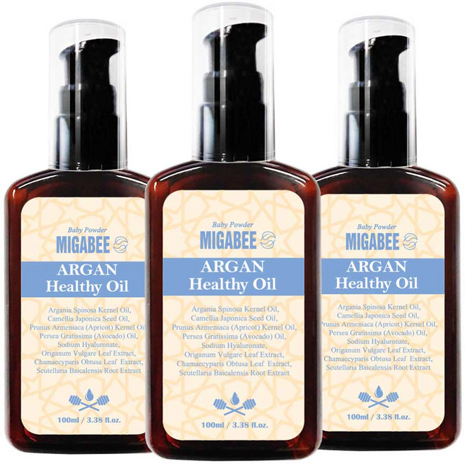 미가비 아르간 헤어오일 베이비파우더, 100ml, 3개