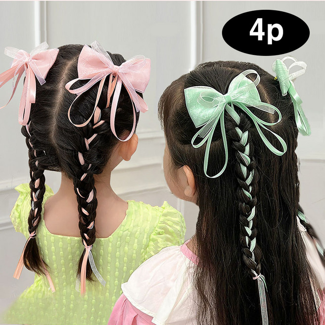 은꽃밴드 러블리 발레코어 리본 유아 머리핀 세트