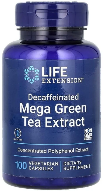 라이프익스텐션 메가 녹차추출물 디카페인 Mega Green Tea 725mg 캡슐 100정, 1개 - 쿠팡