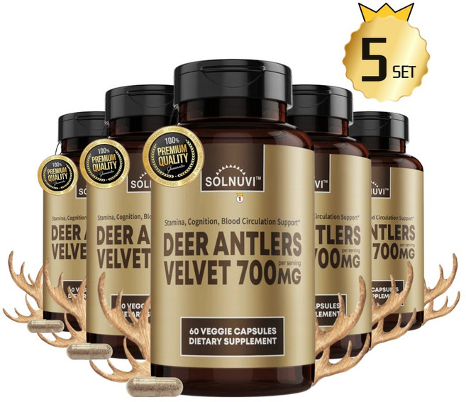 [정품 마이비타랩 4+1이벤트] 러시아 녹용 캡슐 상대 700mg 60정 프리미엄 솔누비 미국제조, 5개, 60회분