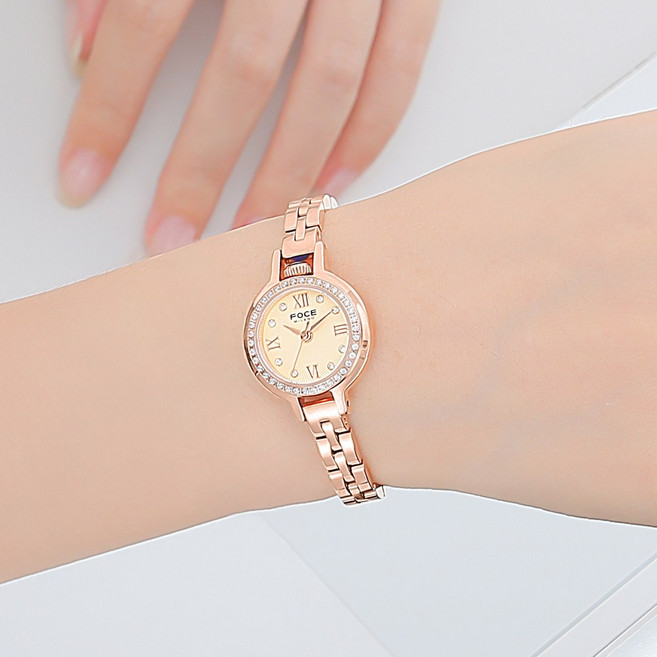 포체 여성용 쥬얼리 방수 가죽 메탈 손목시계 FM1927