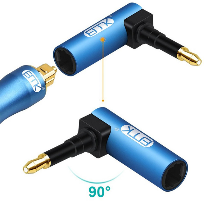 준케이블 오디오광케이블 각대원 90도 꺾임젠더, 1개, 블루