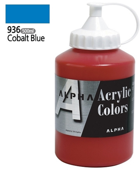 알파 실버 아크릴물감 I 500mL 16가지 색상, 4번.936 코발트블루