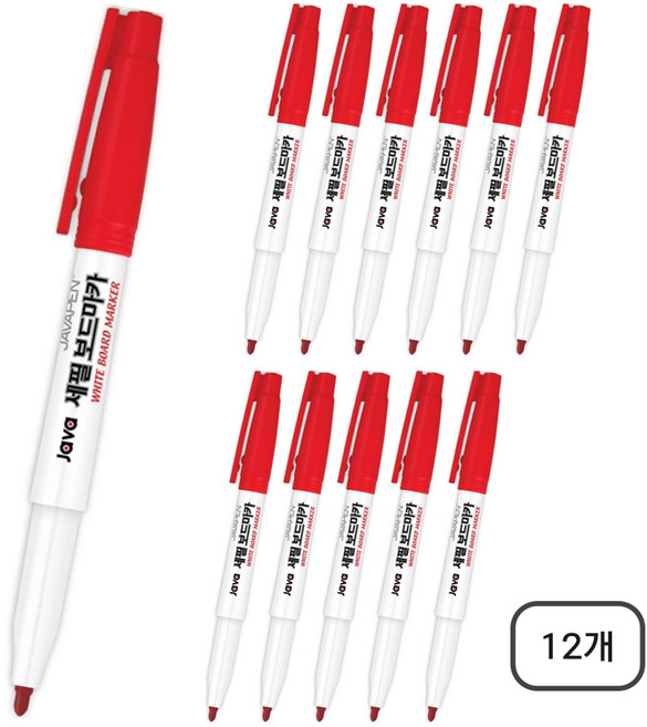 자바펜 세필보드마카, 빨강, 12개