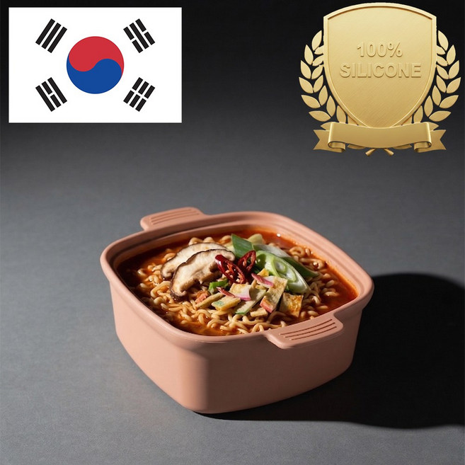 아티즌 쿡 국산 실리콘 계란찜기 전자레인지 용기 내열유리 찜기 주방용품 이유식 용기, 1개, 대형 사각 / 바디:피치베이지 / 뚜껑:바디동일