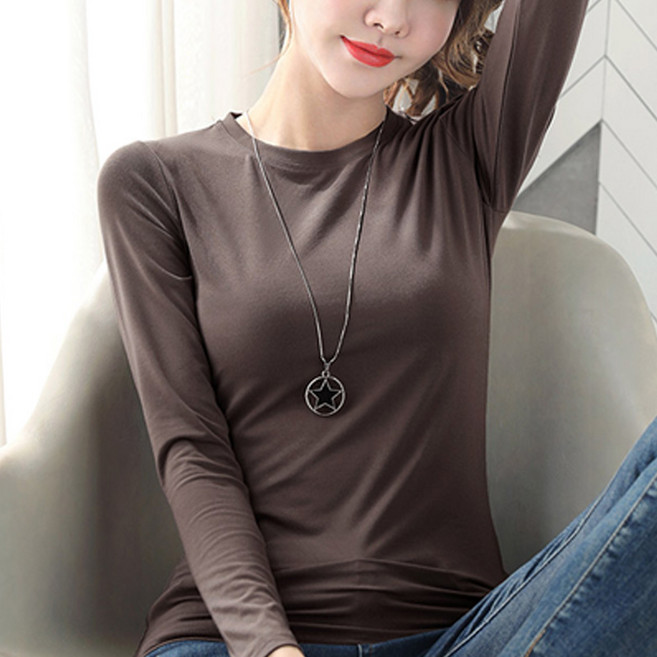 스타일아유 짱편한 긴팔 이너티 여성 봄 가을 겨울 슬림 고급 비스코사 레이온 원단 티셔츠 TS2044