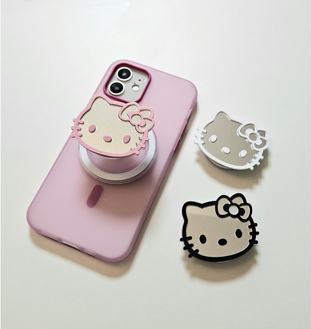 미러 거울 키티 맥세이프 그립 톡홀더 자석거치대 스마트톡, 블랙맥세이프