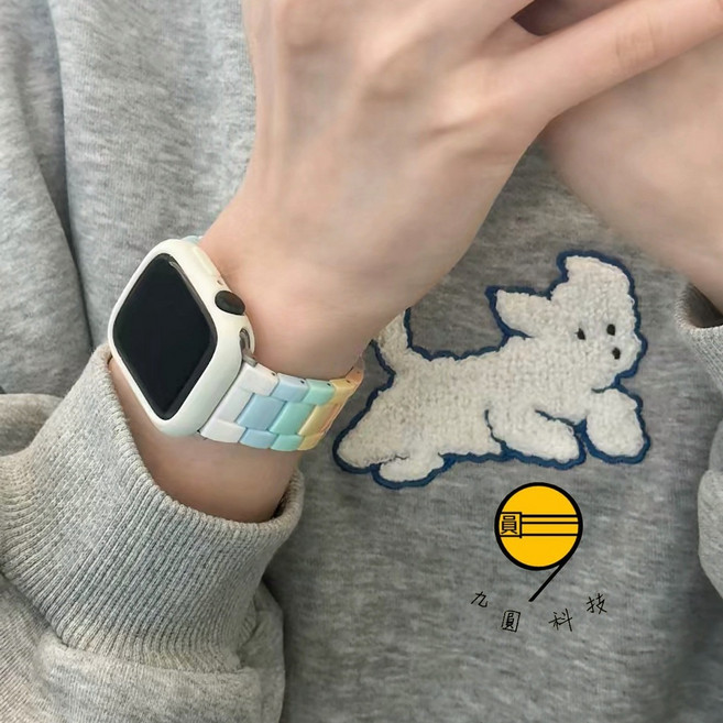 蘋果手錶錶帶 保護殼套裝, 糖果色三株-套裝七彩糖果,46mm（S11/S10）通用, 1個