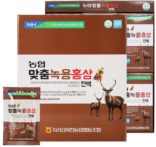 지리산마천농협 맞춤녹용홍삼진액 70ml x 30포, 30개 - 쿠팡