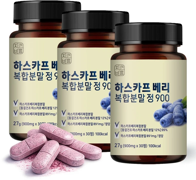자연바름 유기농 하스카프 베리 분말 원료 정 안토시아닌 C3G, 3개, 30정 - 쿠팡
