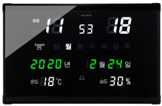 루나리스 GPS수신 매직 온습도 LED 전자벽시계