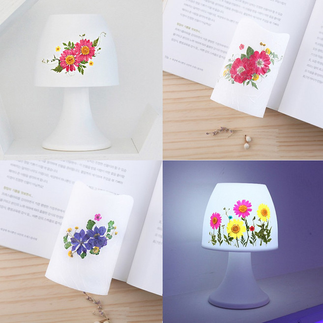 프레스코21 압화 만들기 LED 양초 탁상등 만들기세트, LED양초(7색)+마가렛디자인