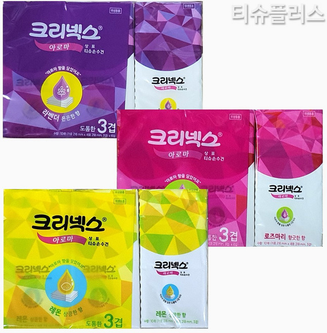 크리넥스 아로마행키 티슈손수건 10매x6팩 랜덤발송, 60매입, 3개