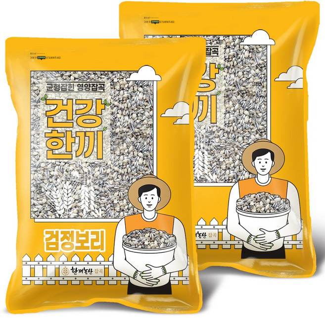 한끼농산 국산 검정보리 흑보리 블랙보리, 2kg, 2개