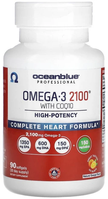 OceanBlue 프로페셔널 COQ10 함유 오메가3 2100 고효능 천연 오렌지 소프트젤 90정 OceanBlue (오션블루), OceanBlue, 프로페셔널, COQ10 함유 오메가, 1개 - 쿠팡