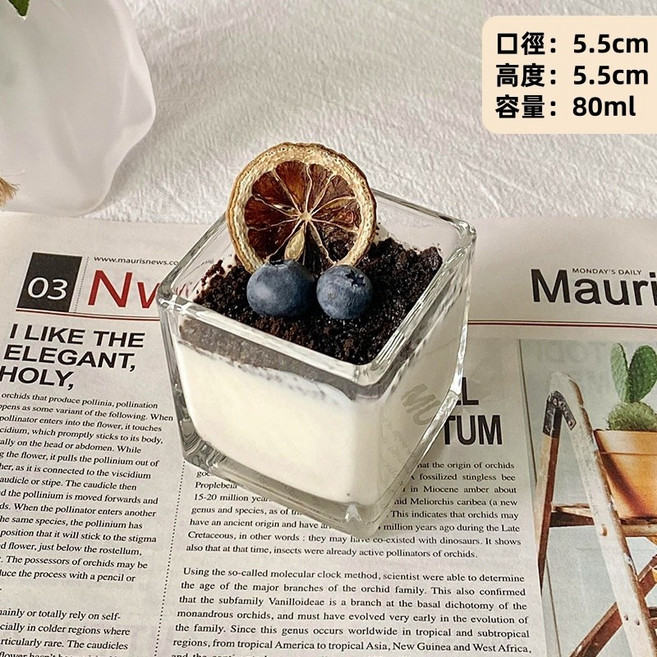 方形/圓形玻璃燭臺罐 香薰蠟燭杯 茶蠟空杯 凉菜杯 分子料理餐具 方形甜品玻璃杯 方缸/圓杯/方杯 蠟燭容器, 小方杯【寬5.5cm*高5.5cm】