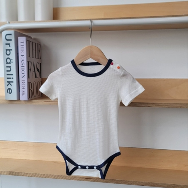 라썸베베 국내생산 반팔 면 메쉬 매쉬 아기 신생아 여름 75 80 90 바디 수트 내복 내의