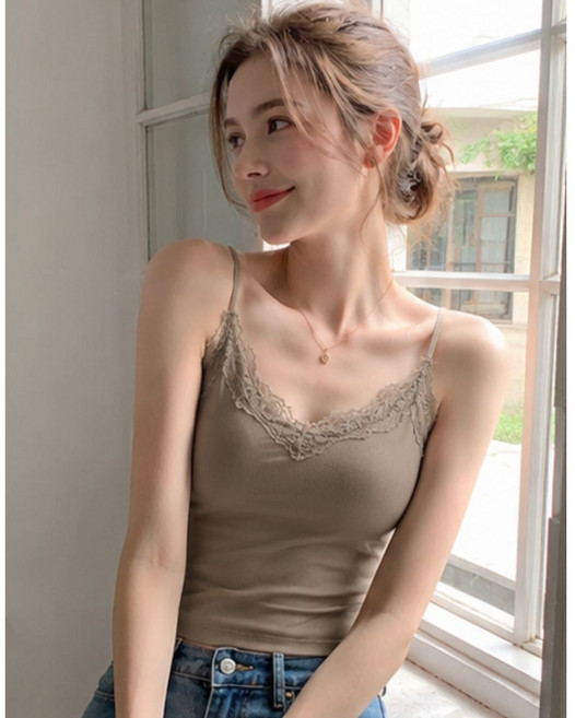 비코르 프리미엄 골지 레이스 캐미솔 레이스 가디건룩 란제리룩 캡내장 브라탑 나시