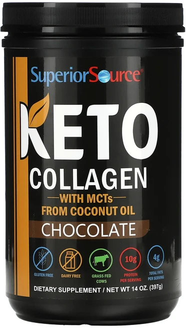 Superior Source 케토 콜라겐 분말 MCT 함유 초콜릿 맛 397g(14oz), SuperiorSource케토콜라겐분말MCT함유초콜릿맛, 1개 - 쿠팡