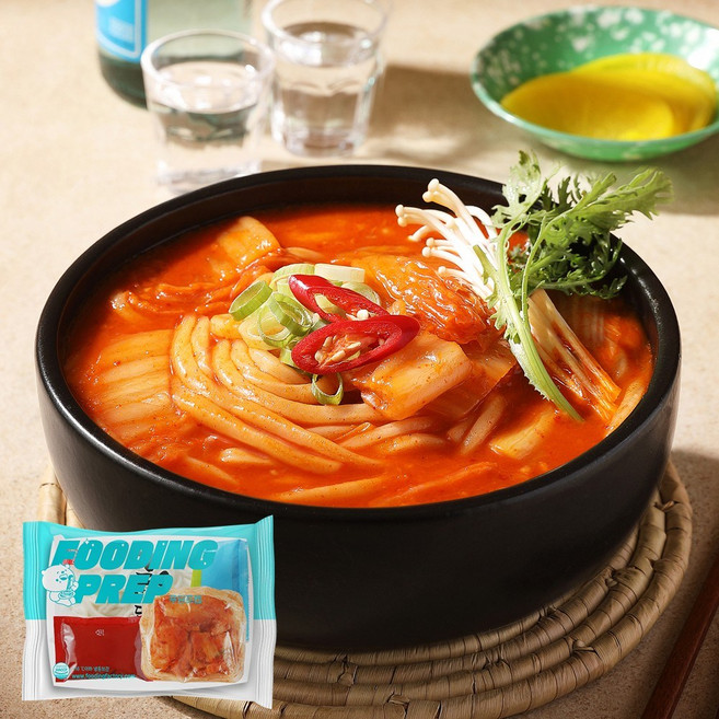 푸딩프렙 김치우동 410g 얼큰하고 깊은 국물 맛, 1개