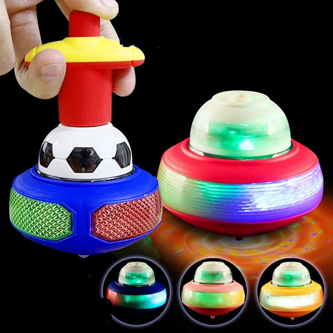 UFO音樂燈光陀螺 兒童趣味發光陀螺玩具 足球款 炫彩漸變燈光 音樂旋律, 1個, 足球款(自帶音樂燈光)