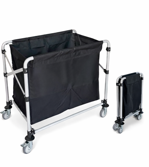 고래카트 런드리카트 다용도 세탁물 카트 대형 접이식 빨래 수거함 모텔 호텔 병원 이동식 청소 수거카트 빨래방 세탁물운반, 1개, 블랙