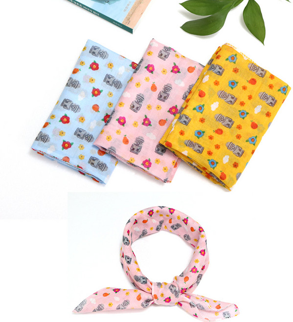 콘도라 제주도기념손수건 데일리스카프 목스카프 동창회단체 체육대회 여름 봄 가을 쁘띠 돌하르방손수건 귤손수건 답례품 레몬스카프 오렌지 돌잔치 여성손수건