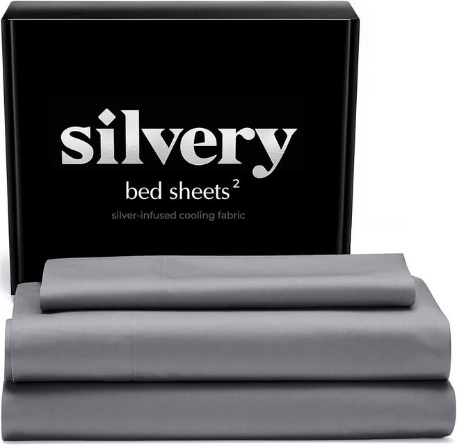 Silver Infused Bed Sheets Set - Award-Winning Self-Cooling Fabric with Self-Cleaning Silvery Techn, 프로스트 그레이