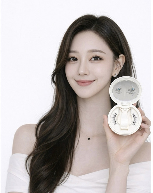 OMONAR 연한 메이크업 자연컬 셀프 인조 원터치 가닥 마그네틱 자석 붙이는 럭키래쉬 레이디글루 무대 셀프 연장 공연용 속눈썹, 1개, 내추럴 1호