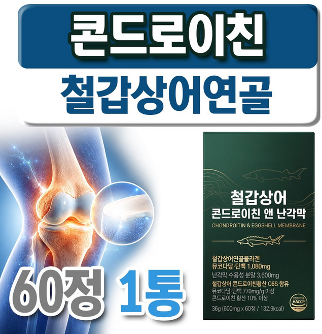 철갑상어 콘드로이친 MBP 유단백 추출물 HACCP 인증 관절 건강식품, 1개, 60정