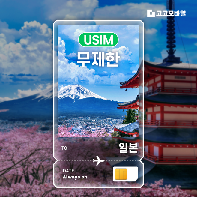 일본 유심 칩 USIM 교토 삿포로 오키나와 일본 전지역, 1개, 2GB, 5일