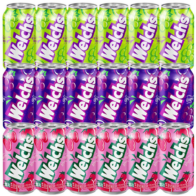 웰치스 웰치스뚱캔 3가지 세트 웰치포도6+청포도6+딸기6, 355ml, 1세트