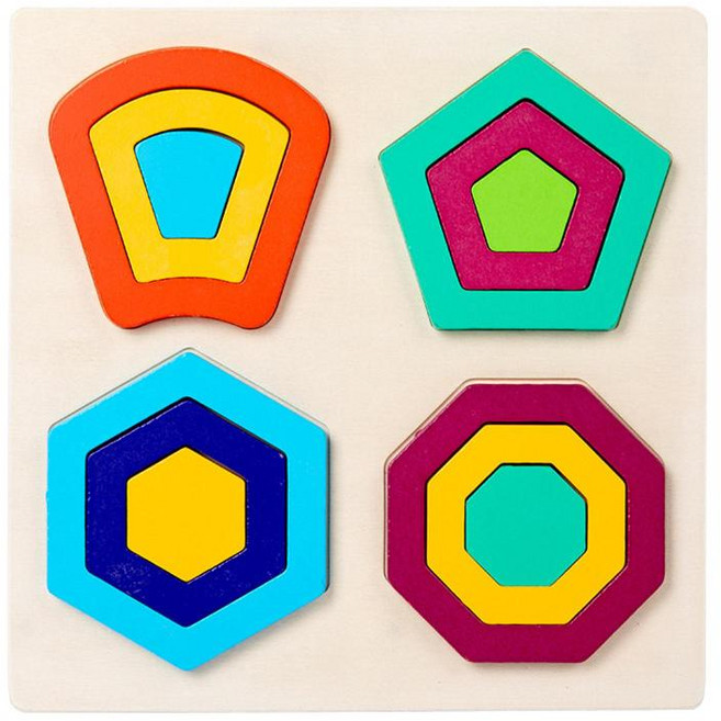 JC 몬테소리 기하학적 모양 퍼즐 활동 장난감 학습 페그 퍼즐 기하학적 모양 정렬 장난감 4 5 6 세 소년 소녀, 목재, 스타일 C, 1개
