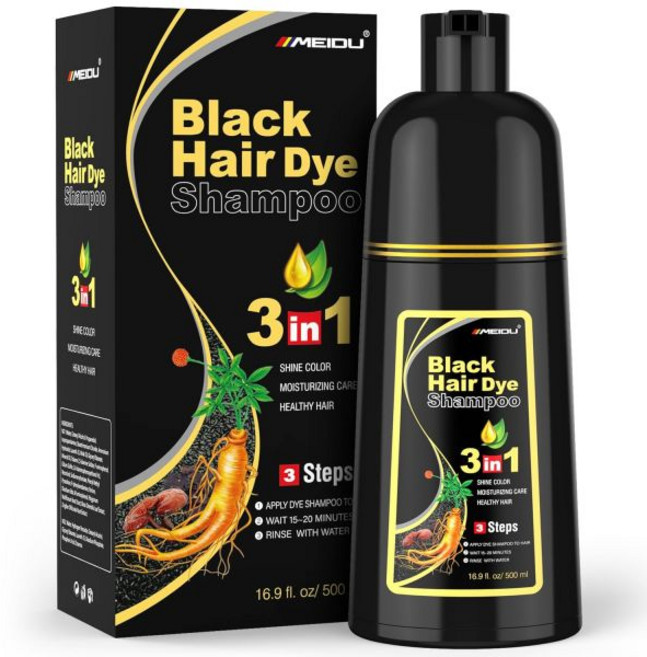 메이두 블랙 헤어 염색 샴푸 500ml 1개, Black