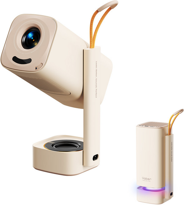 Yaber 便攜式投影機 500 ANSI 流明亮度 AI 智慧對焦 支援 Apple AirPlay 與 Google Cast, T1 PRO