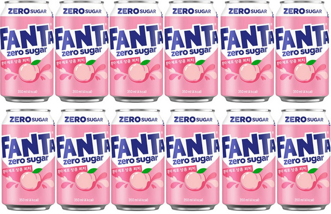 환타 제로피치 350ml 12캔 업소용 음료도매 제로탄산, 12개