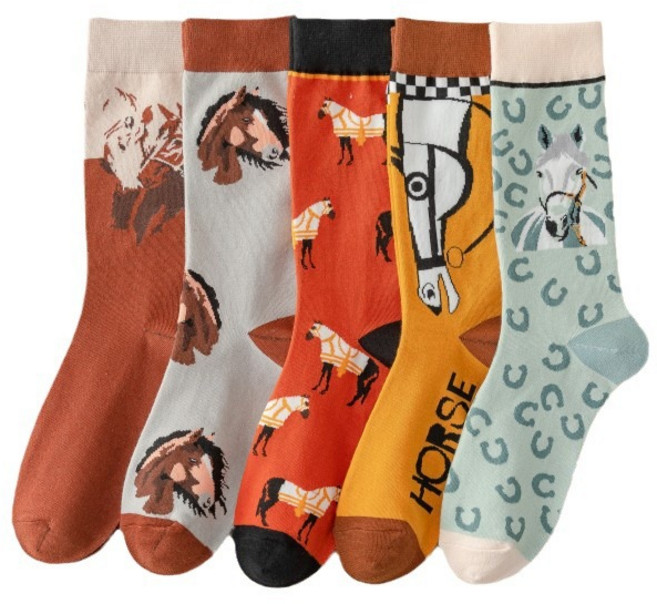 여성용 화려한 컬러 다자인 패션양말 사계절용 5종세트