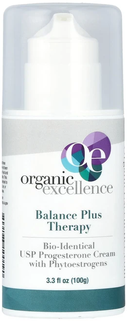 Organic Excellence 밸런스 플러스 테라피 피토에스트로겐 함유 바이오-아이덴티컬 USP 프로게스테론 크림 100g(3.3fl oz), OrganicExcellence밸런스플러스테라피피토에스, 1개, 100g - 쿠팡