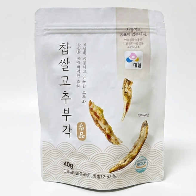 대림종합식품 글루텐프리 찹쌀고추부각 튀각, 40g, 8개