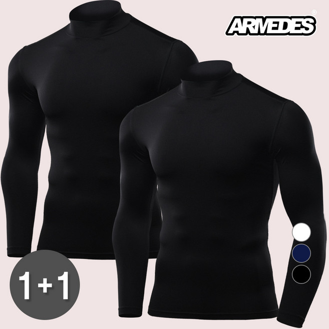 아르메데스 남성용 히트기모 발열내의 터틀넥 상의 2매 AR-25