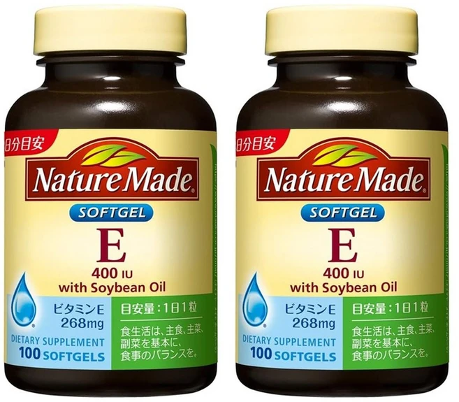 Nature Made 네이처메이드 비타민 E 400IU 위드 소이빈 오일 100소프트젤 2팩, 100정, 2개 - 쿠팡