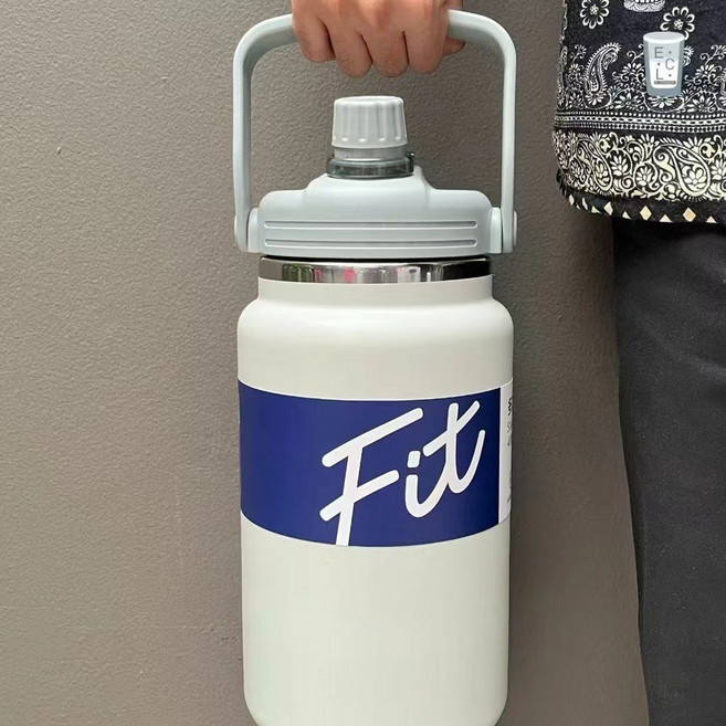 新款多功能不銹鋼保溫桶大容量提手壺, 1個, 白色,1500ml/50oz