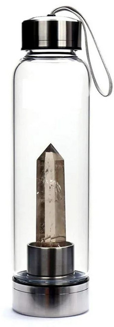 701ML 물병 천연 크리스탈 스톤 다이아몬드 포인트 치유 오벨리스크 완드 엘릭서 석영 색상 홈, 1개, 1. D