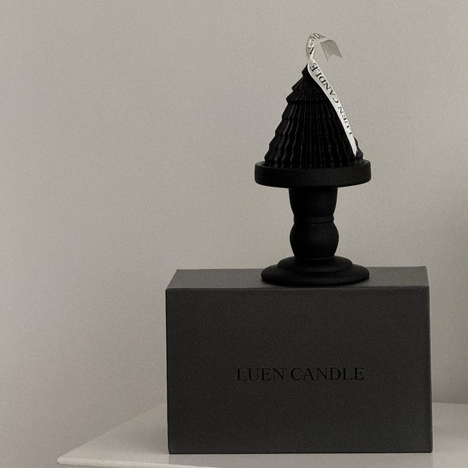 루엔캔들 오브제 캔들 세트 선물 연말 집들이 인테리어 크리스마스 감성 선물포장 양초, 블랙, 무향