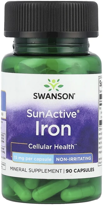 단백질 비타민 철분 마그내슘 칼슘 Swanson SunActive® 철분 15mg 캡슐 90정 고루고루섭취해주세요, SwansonSunActive철분15mg캡슐90정, 1개 - 쿠팡