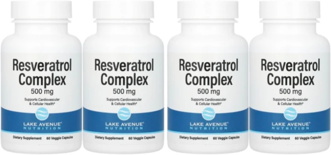 Veggie Capsules Resveratrol Complex 500mg Lake Avenue Nutrition 레스베라트롤 복합체, 60정, 4개 - 쿠팡