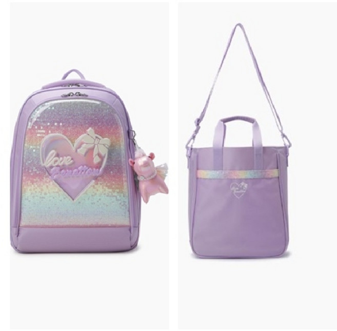 [AK수원점] [베네통 키즈] QCBG01611QCBG11611(LV)리본 하트 몰드 책가방 세트