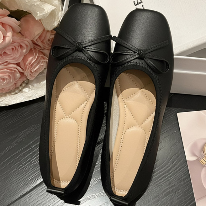 라뷰드 여성 소프트 리본 플랫 슈즈 여자 단화 발편한 봄 가을 사계절 구두 쿠션 깔창 가죽 신발 미끄럼 방지 정사이즈 로퍼 1cm