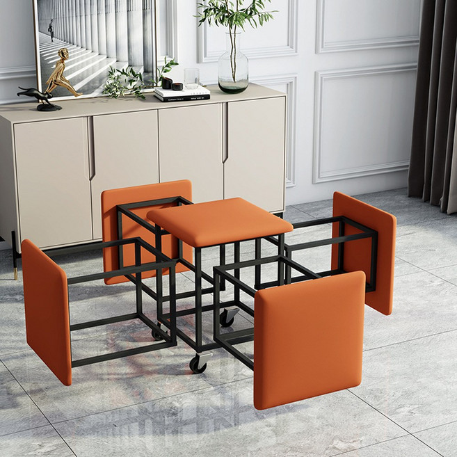 5in1 분리되는 다지인 보조 스툴 의자 공간활용 바퀴형, 라이트그레이